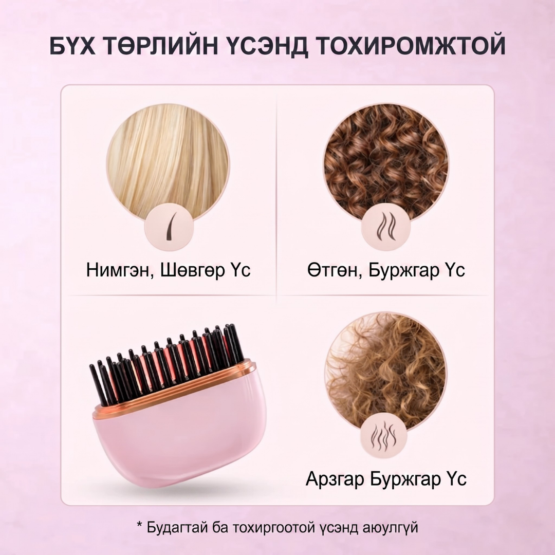 Утасгүй Жижиг Үс Шулуутгагч Сам | Mini Hair straightener